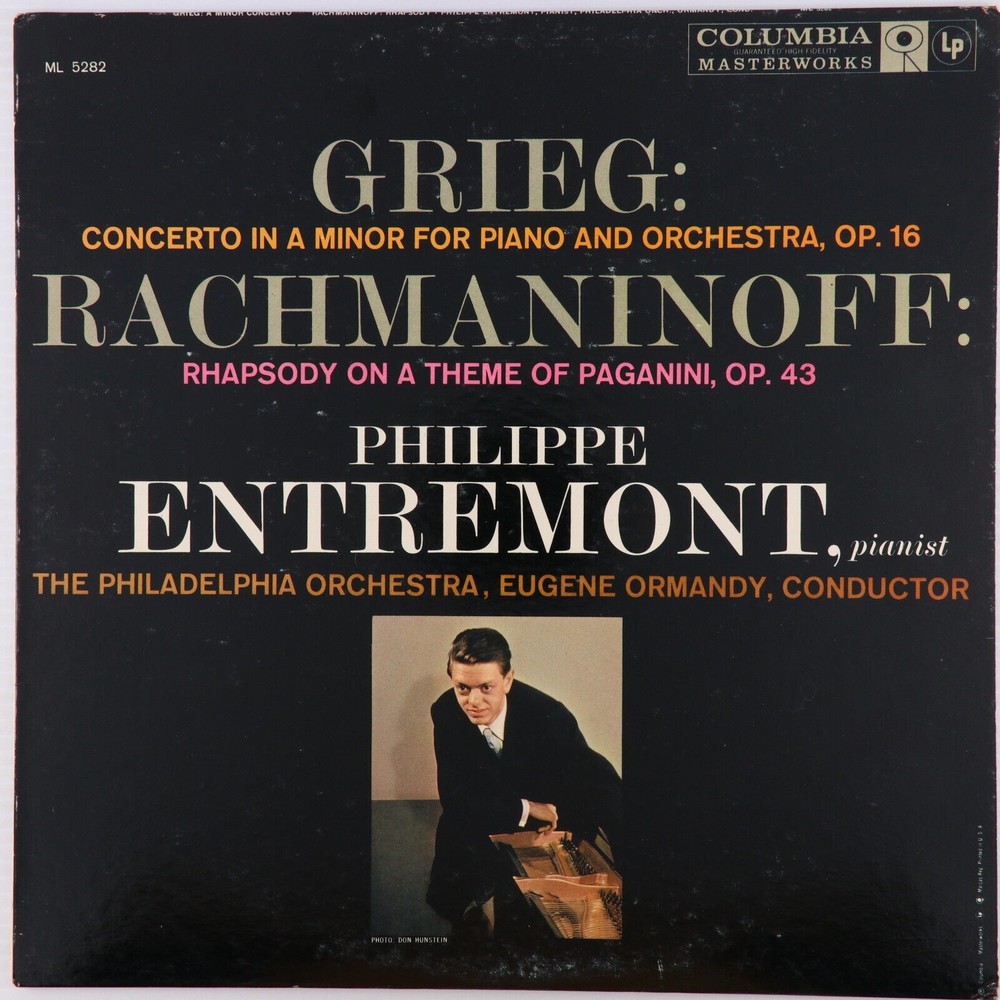 Grieg Rachmaninoff Piano Concerto Entremont Ormandy Rhapsody 12" LP Record 6-Eye